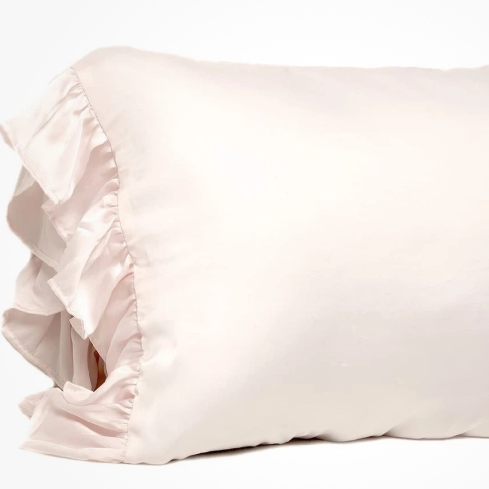 Set of 2 Bella Fire Goodnight Gorgeous Ruffled Standard Silky Pillowcases